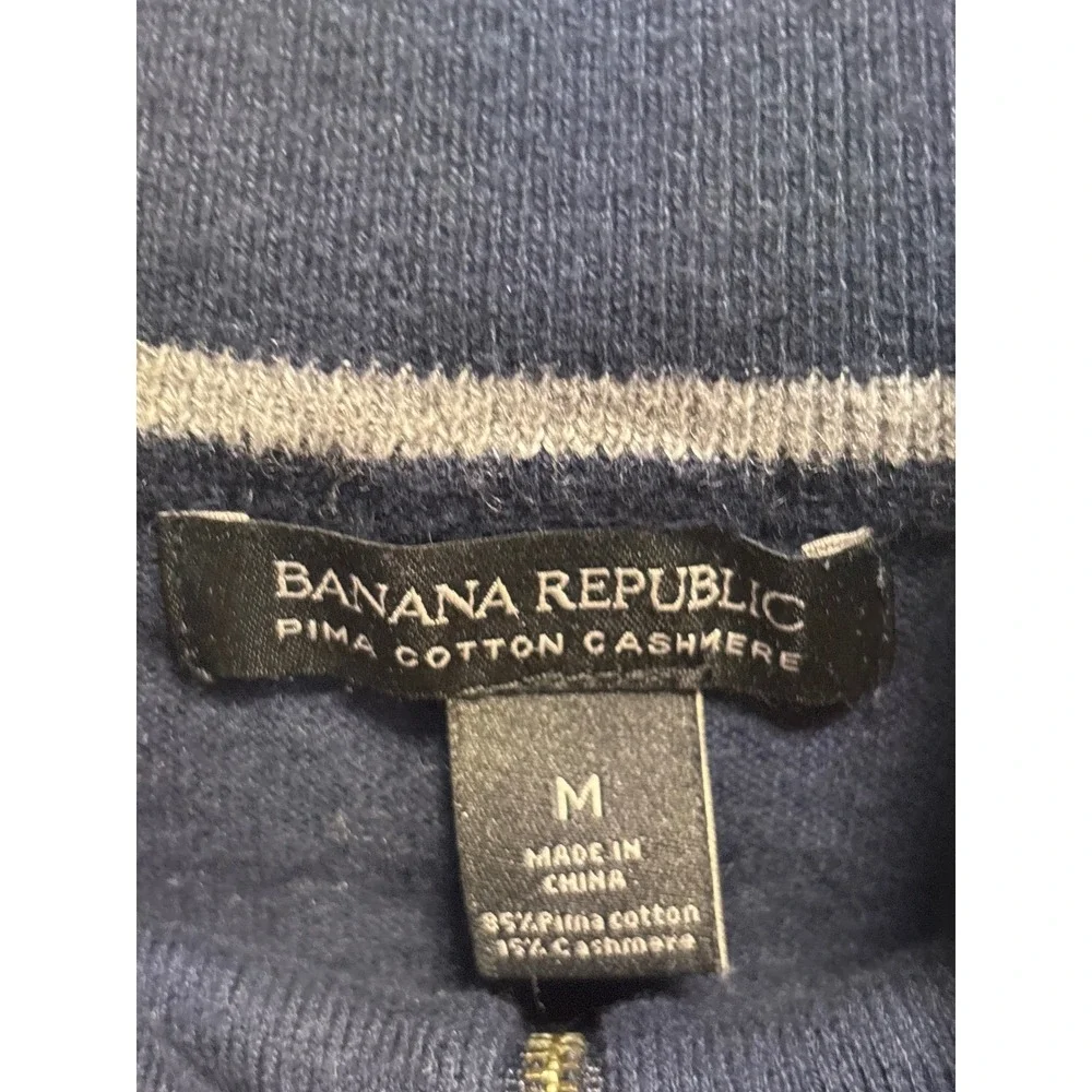 Banana Republic Mens Navy Blue Pima Cotton& Cashmere 1/4 Zip Sweater Size M